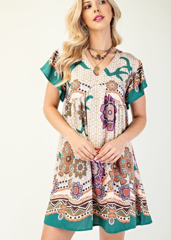 V-neck Dress With Back Tie