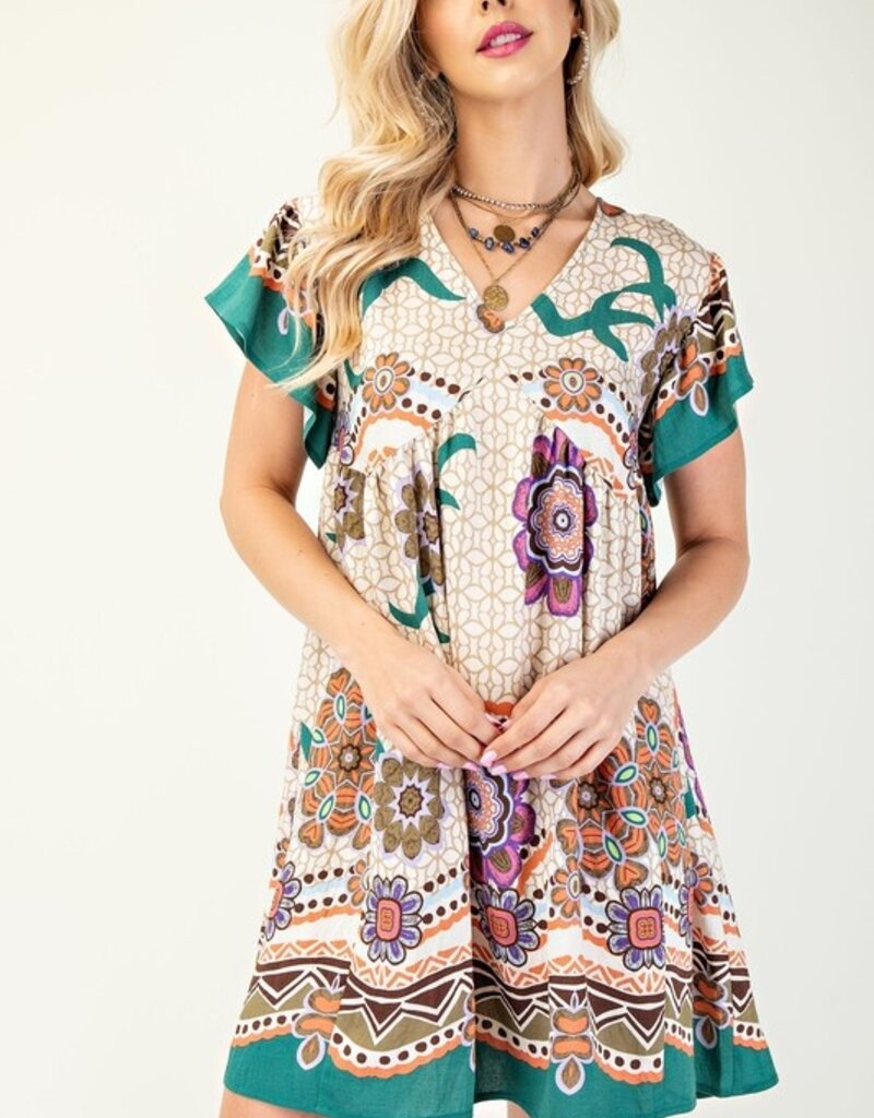 V-neck Dress With Back Tie