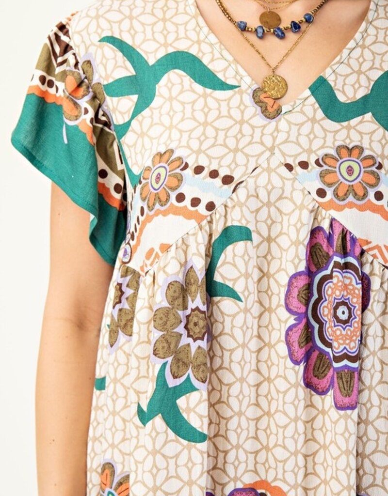 V-neck Dress With Back Tie