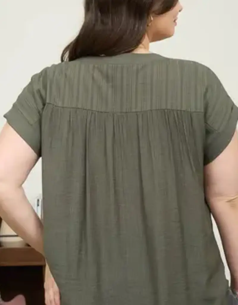 Eyelet Trim Button Henley Top