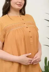 Eyelet Trim Button Henley Top