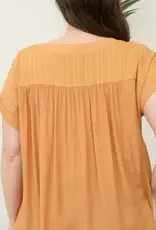 Eyelet Trim Button Henley Top
