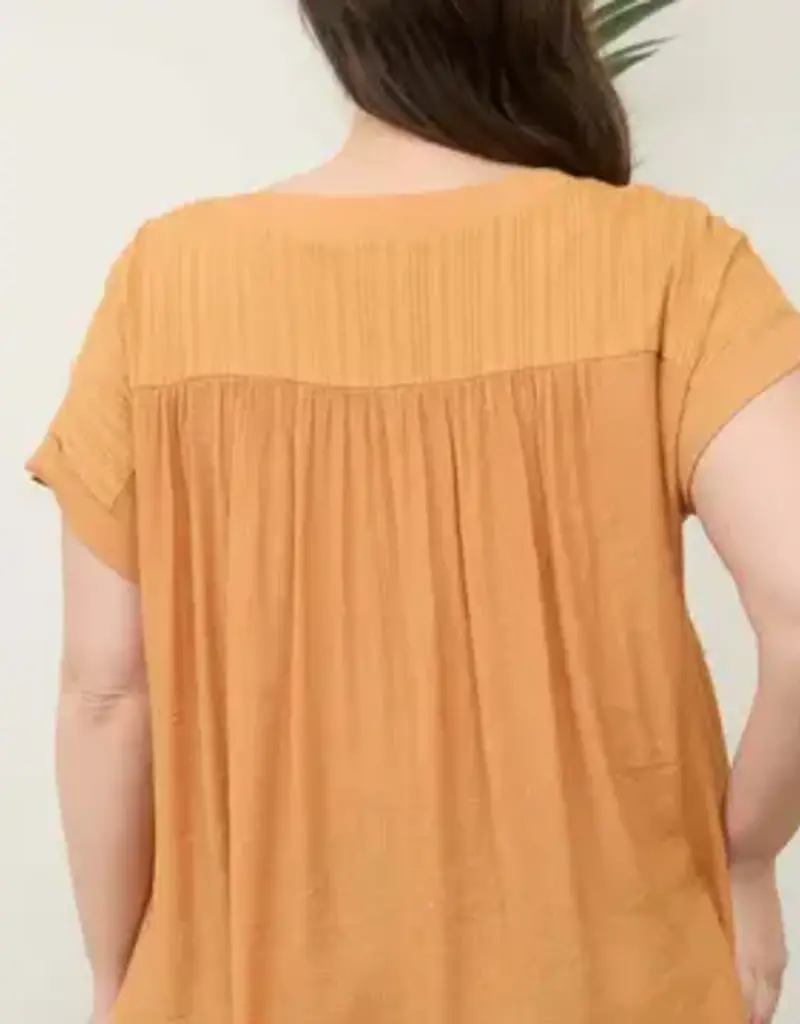 Eyelet Trim Button Henley Top