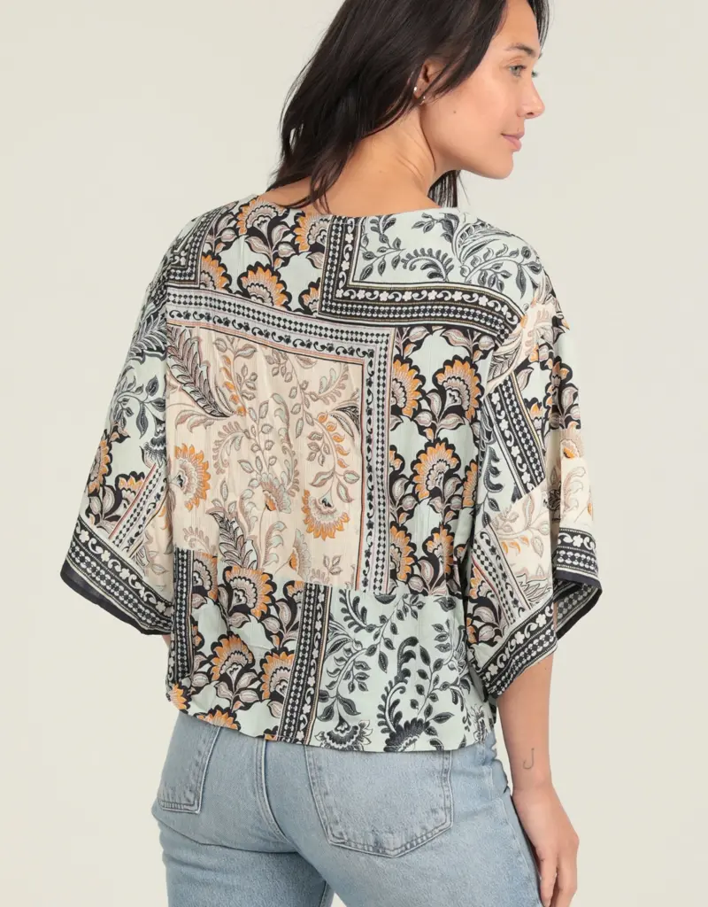 Patchwork printed Tie Waist Top