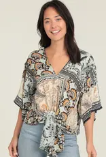 Patchwork printed Tie Waist Top