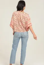 Party Time V Neck Tie Waist Kimono Sleeve Top