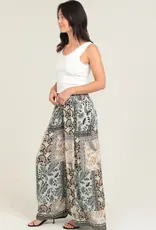 Patchwork Print Wide Leg Pant