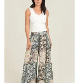 Patchwork Print Wide Leg Pant