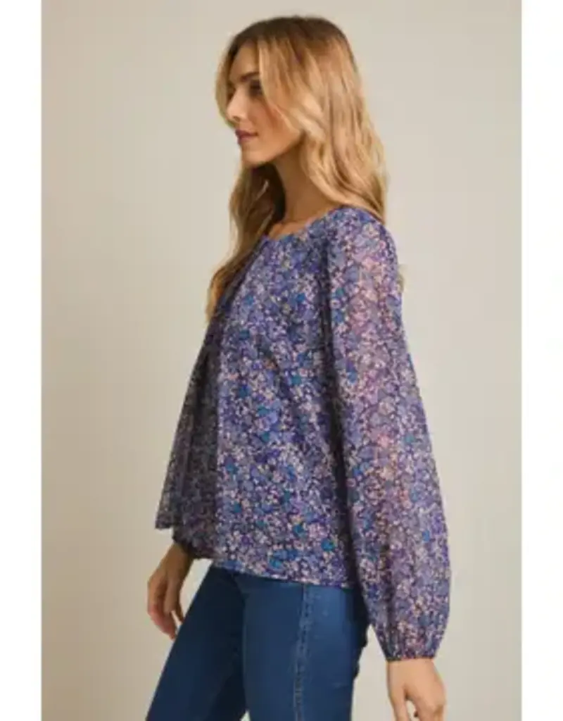 Full Bloom Front Button Long Sleeve Top