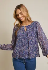 Full Bloom Front Button Long Sleeve Top