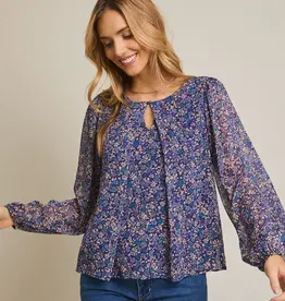 Full Bloom Front Button Long Sleeve Top