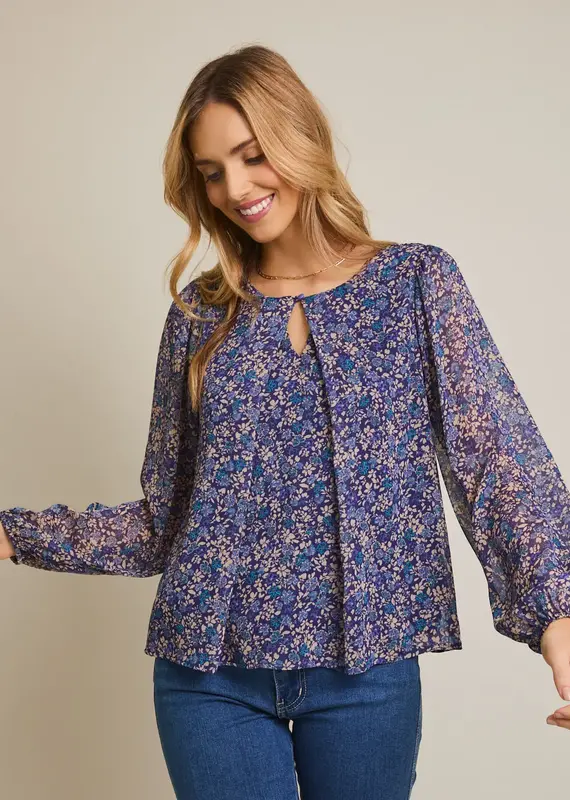 Full Bloom Front Button Long Sleeve Top