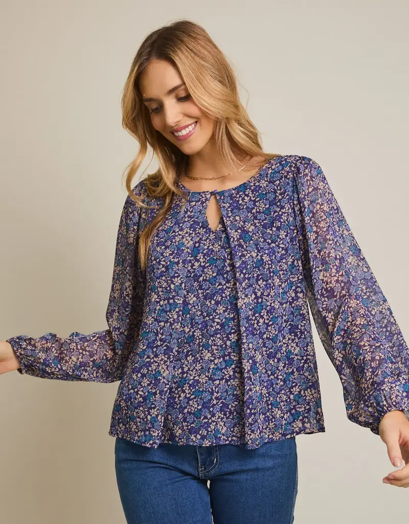 Full Bloom Front Button Long Sleeve Top