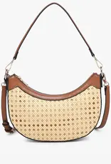 Daisy Half-Moon Rattan Crossbody w/ Contrast