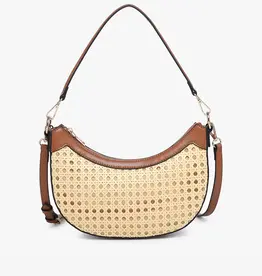 Daisy Half-Moon Rattan Crossbody w/ Contrast
