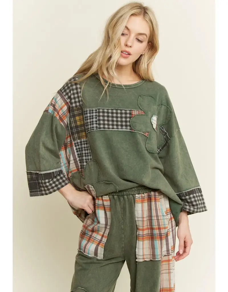 Daisy Plaid Mineral Washed Top