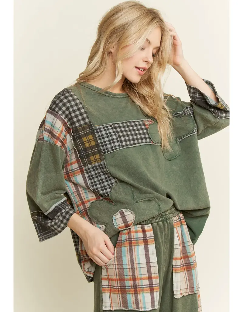 Daisy Plaid Mineral Washed Top