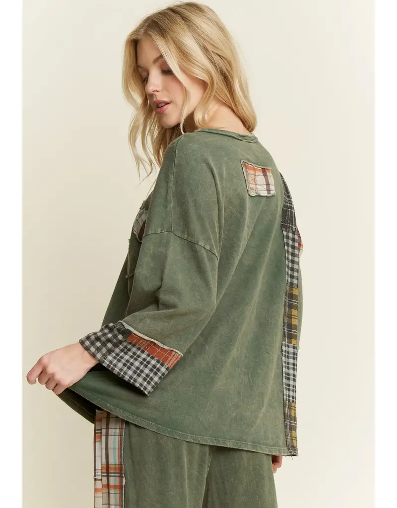 Daisy Plaid Mineral Washed Top