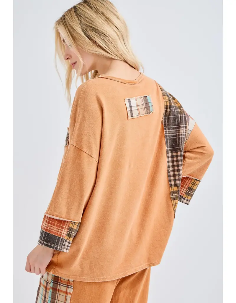 Daisy Plaid Mineral Washed Top