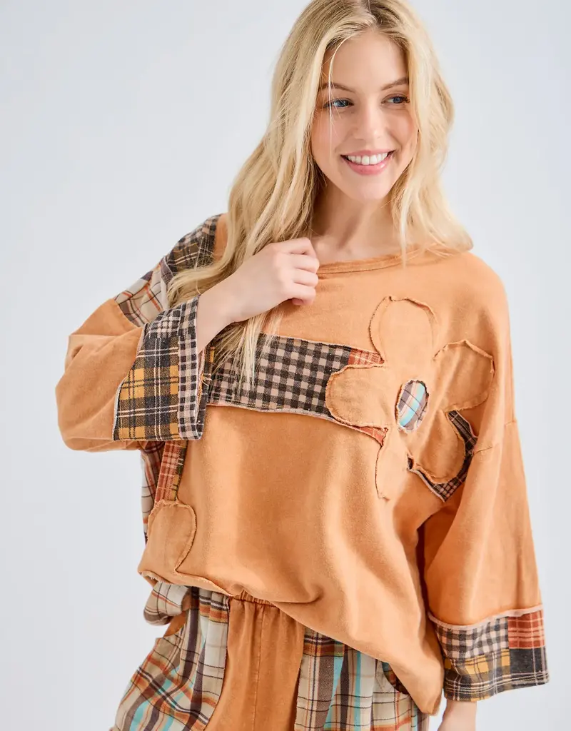 Daisy Plaid Mineral Washed Top