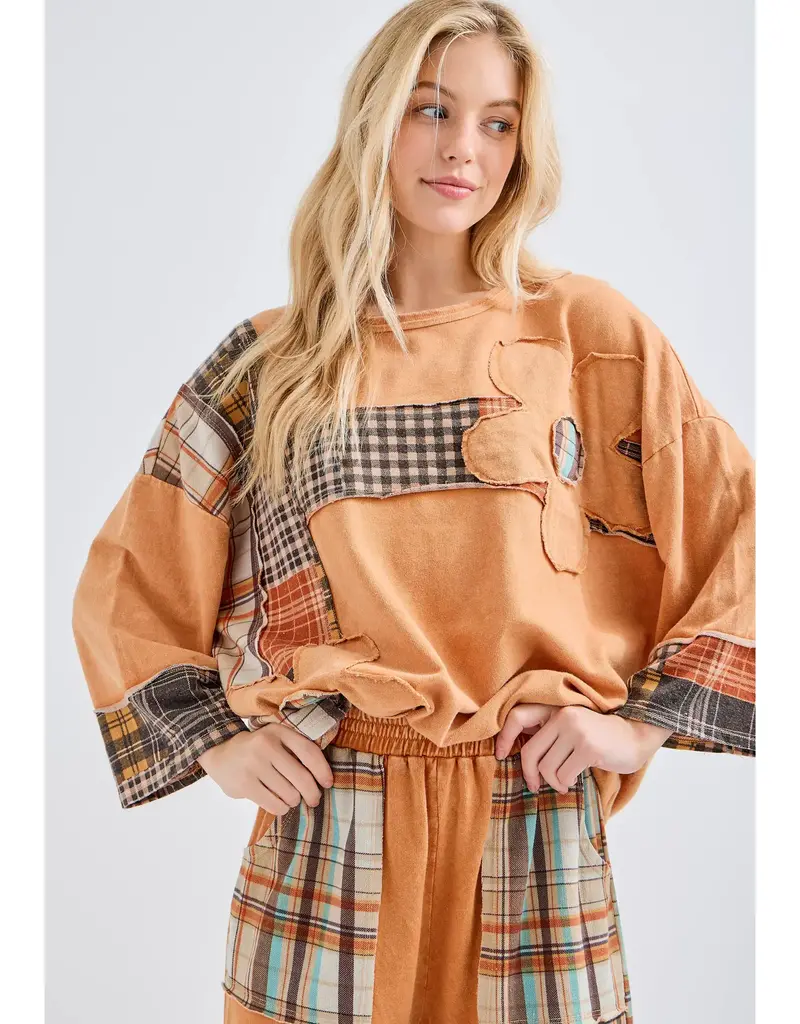 Daisy Plaid Mineral Washed Top