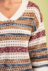 Striped Crochet Knit Sweater