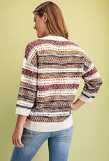 Striped Crochet Knit Sweater