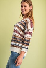 Striped Crochet Knit Sweater