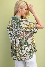 Mixed Print Button Down Top
