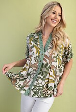 Mixed Print Button Down Top