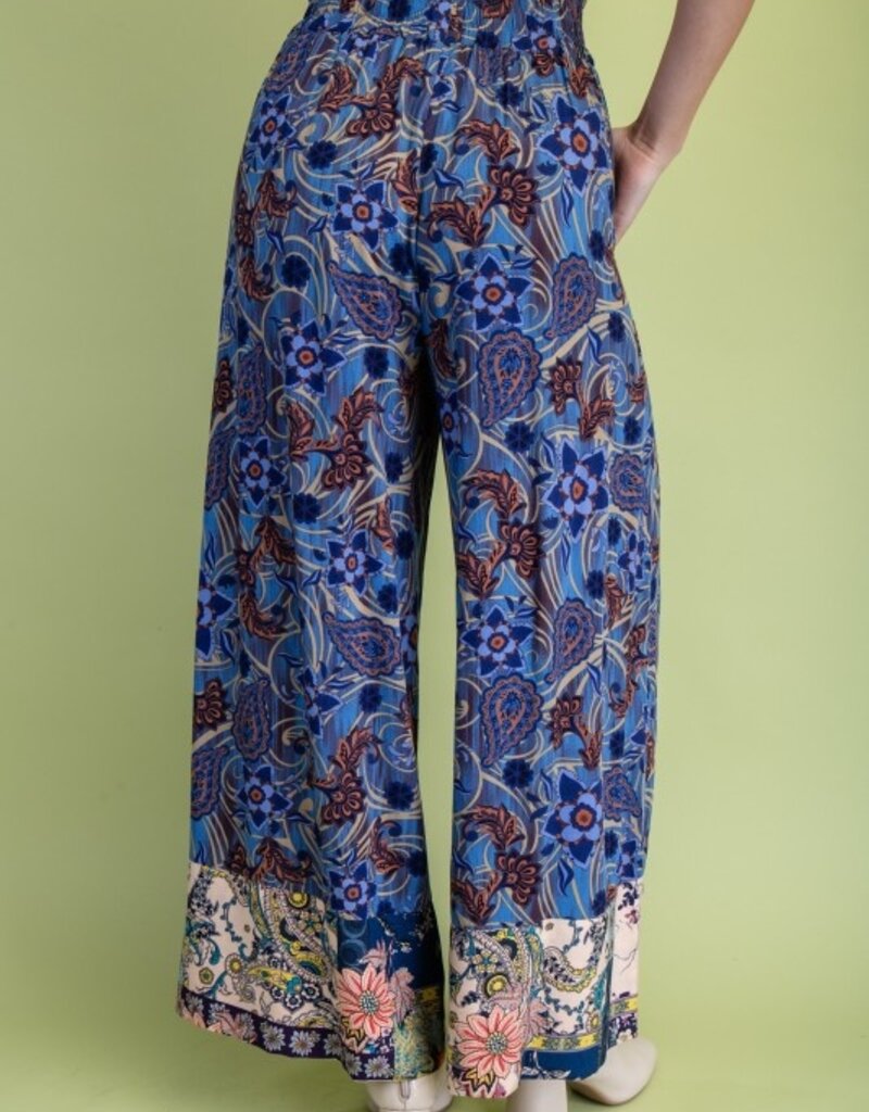 Rachel Mixed Print Wide Leg Pant