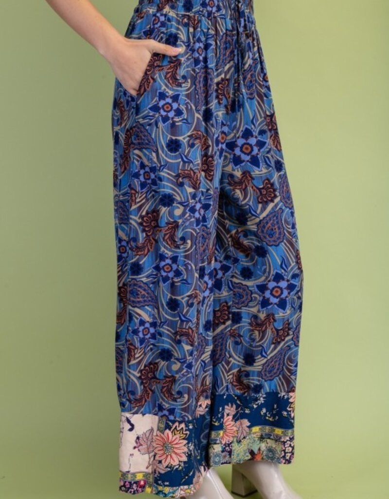 Rachel Mixed Print Wide Leg Pant