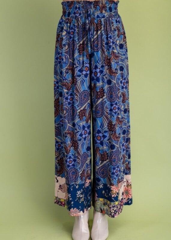 Rachel Mixed Print Wide Leg Pant