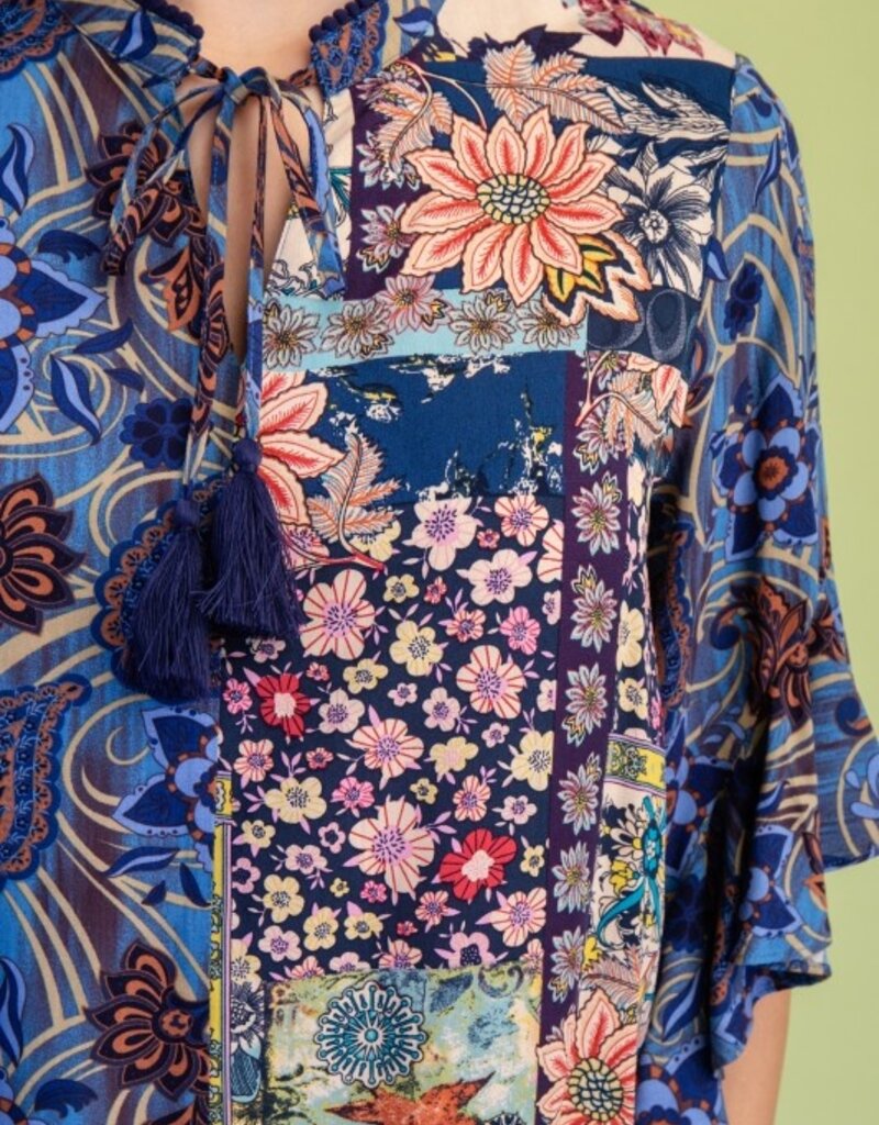 Rachel Mixed Print Ruffled Bell Sleeve Top