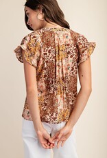 Floral Smocked Flutter Sleeve Top