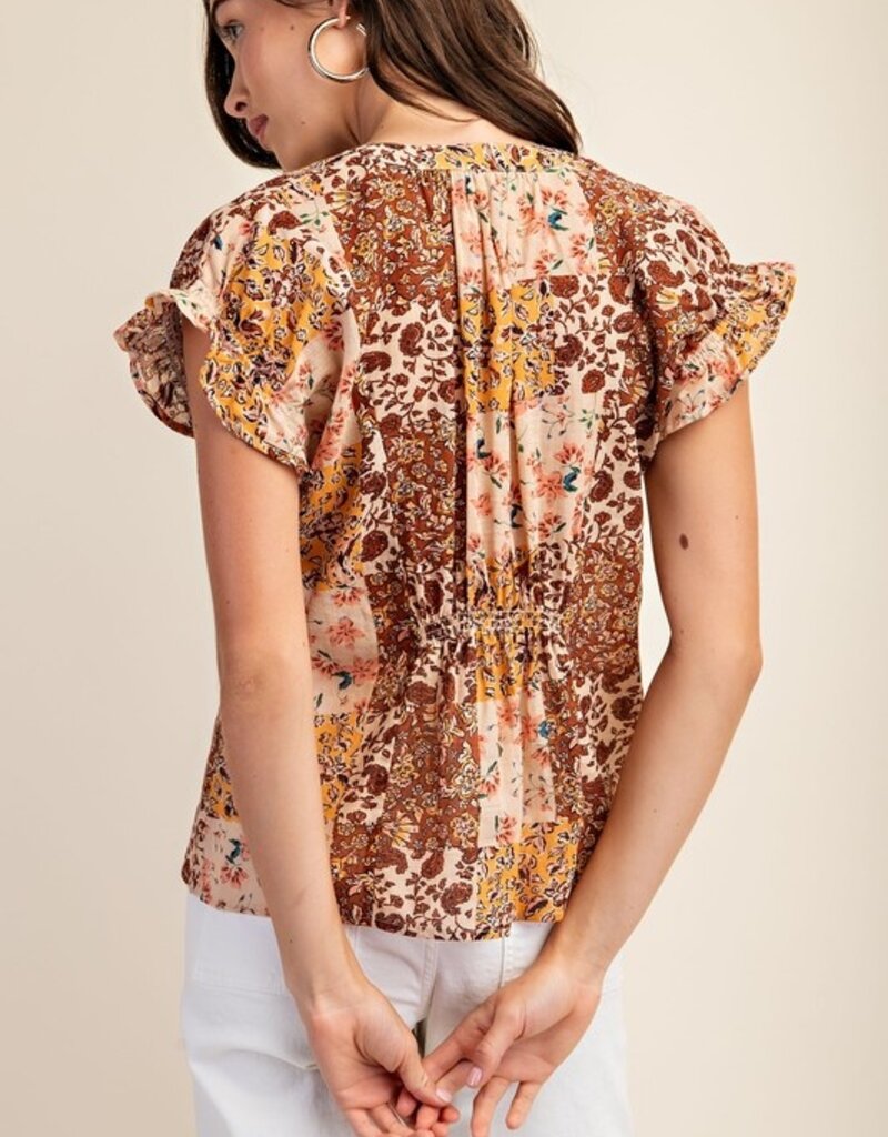 Floral Smocked Flutter Sleeve Top