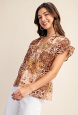 Floral Smocked Flutter Sleeve Top