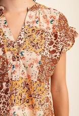Floral Smocked Flutter Sleeve Top