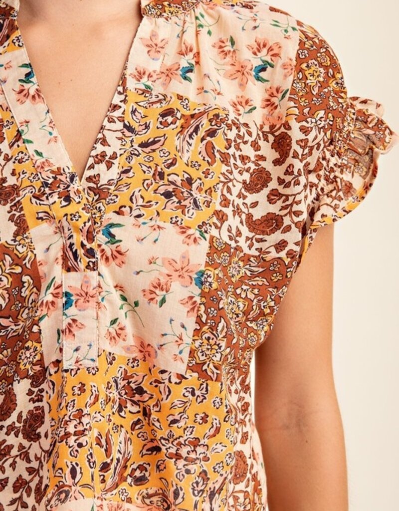 Floral Smocked Flutter Sleeve Top