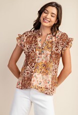 Floral Smocked Flutter Sleeve Top