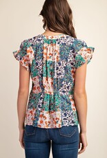 Floral Smocked Flutter Sleeve Top