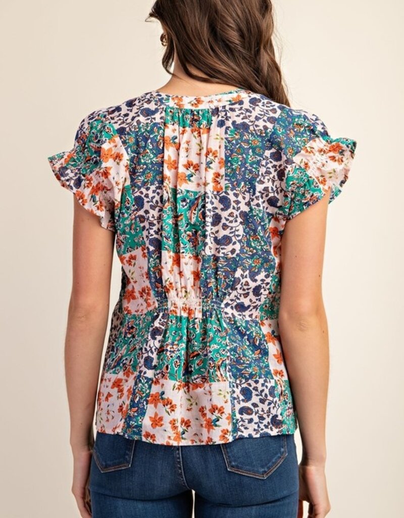 Floral Smocked Flutter Sleeve Top