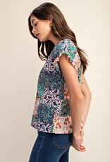 Floral Smocked Flutter Sleeve Top
