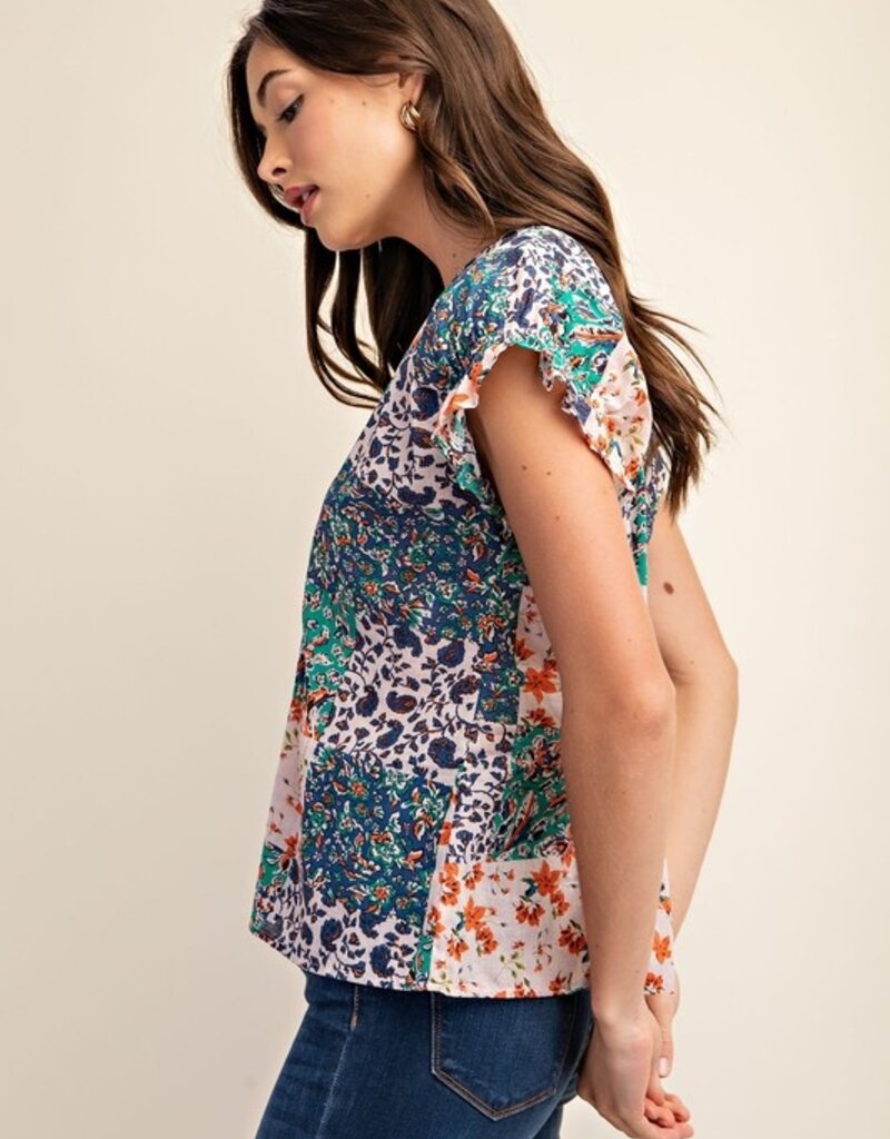 Floral Smocked Flutter Sleeve Top