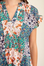 Floral Smocked Flutter Sleeve Top
