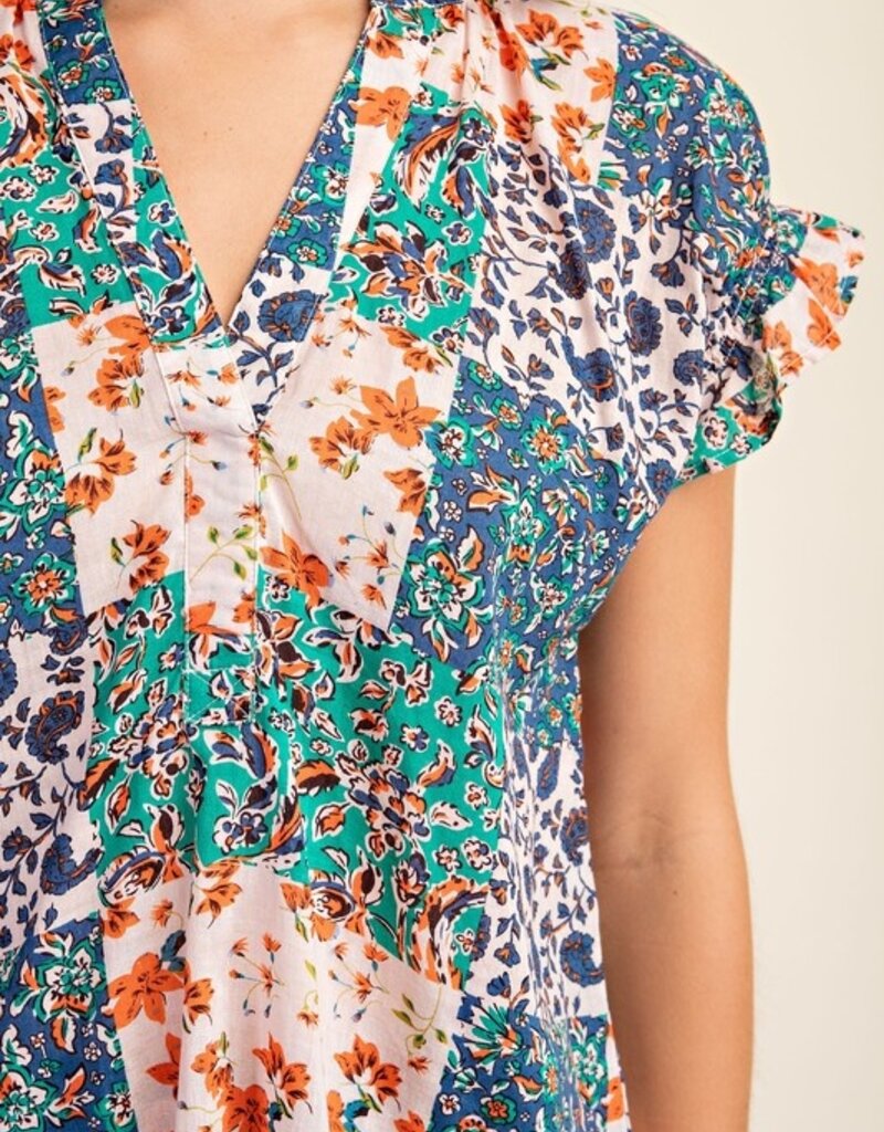Floral Smocked Flutter Sleeve Top