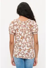 Vienna Floral Smocking Tie Detail Peasant Top