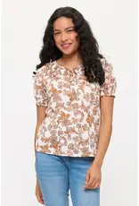 Vienna Floral Smocking Tie Detail Peasant Top