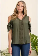 Candice Crochet Front Cold Shoulder Top