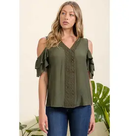 Candice Crochet Front Cold Shoulder Top